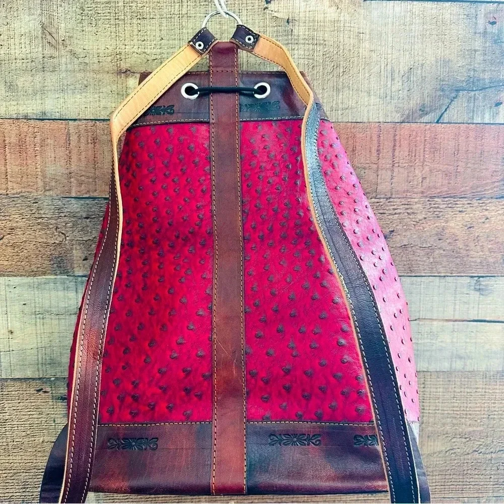NWOT Handmade Large Huipil Guatemalan Leather Backpack